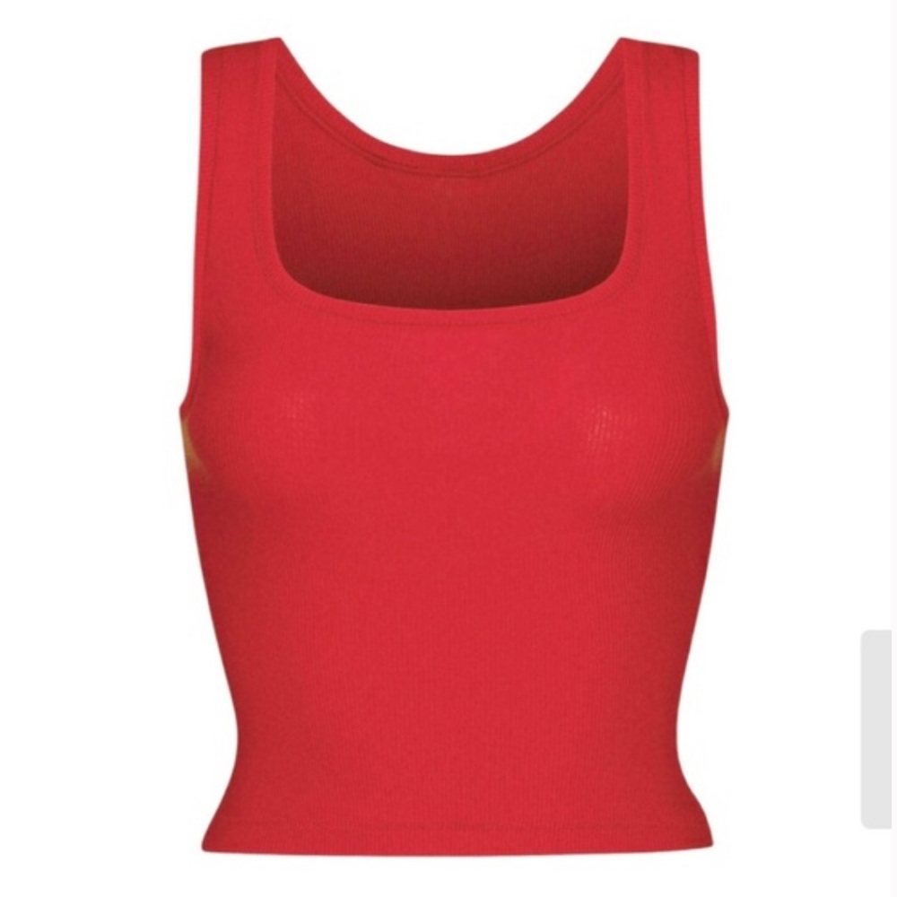 NWOT Skims Cotton Rib Crop Tank Red Size Medium - Picture 1 of 5